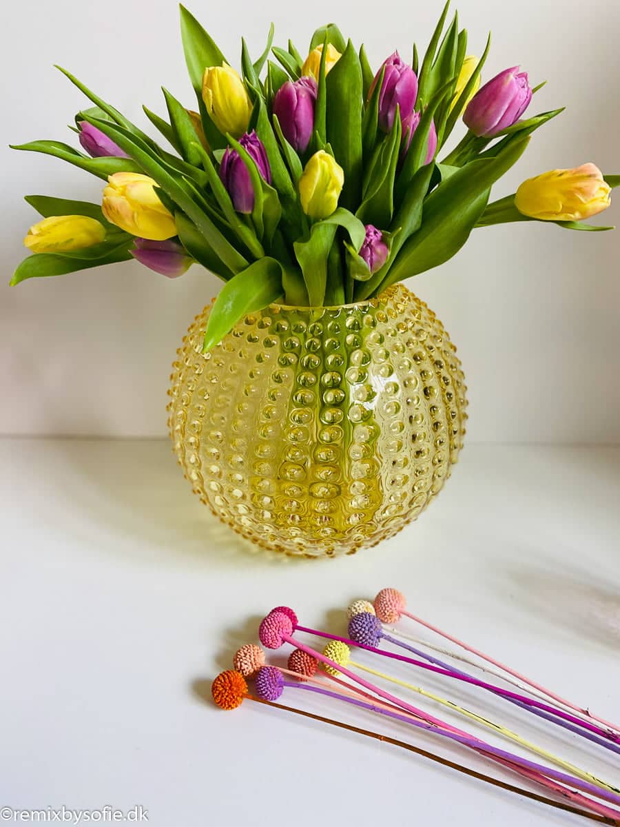 Vase aus Igelglas 24 cm in Zitrone anna von lipa
