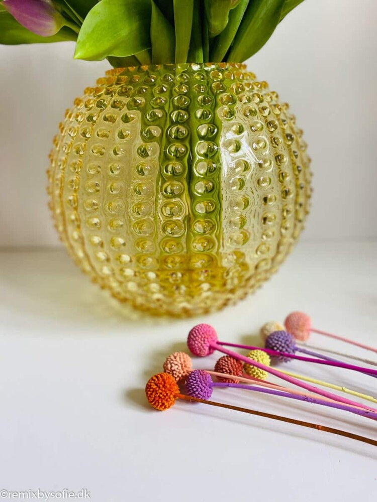 Vase aus Igelglas 24 cm in Zitrone anna von lipa