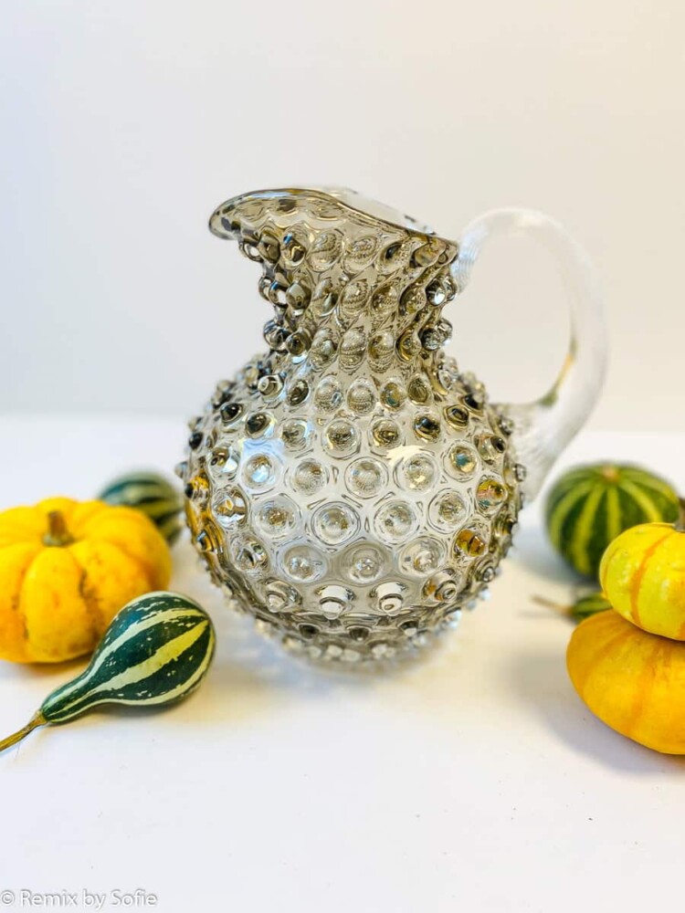 Anna von Lipa, Porkupinglas, Porkupin-Pitcher, Porkupin-Pitcher, 1-Liter-Pitcher, Anna von Lipa-Pitcher, Krug im Porkupin-Glas, Gießkanne, Krug für Wasser, Hobnail, Krug