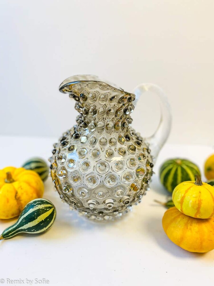 Anna von Lipa, Porkupinglas, Porkupin-Pitcher, Porkupin-Pitcher, 1-Liter-Pitcher, Anna von Lipa-Pitcher, Krug im Porkupin-Glas, Gießkanne, Krug für Wasser, Hobnail, Krug