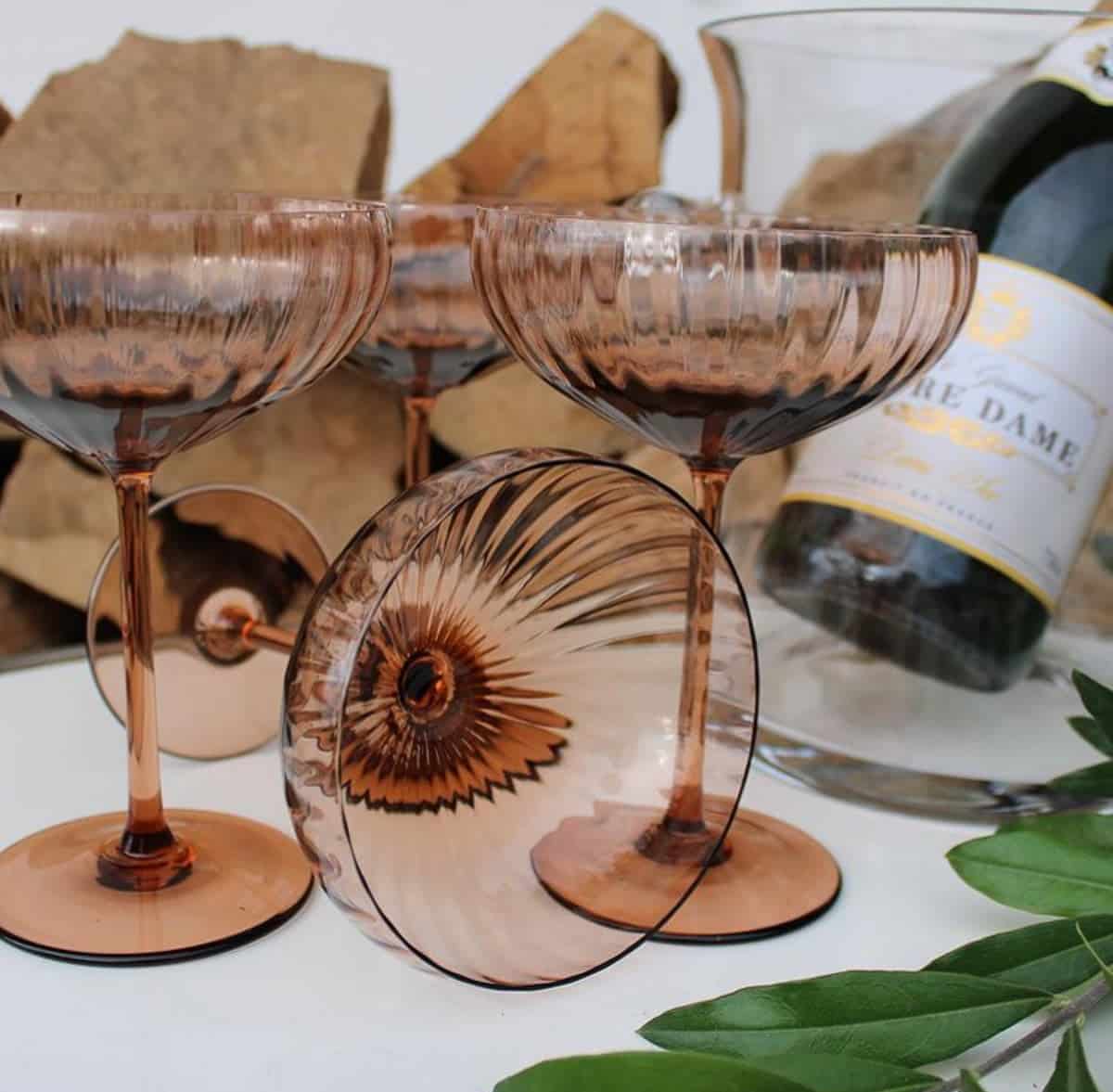 anna von lipa glass, anna von lipa champagner glas, champagner bowl, champagner glas, braunes glas,