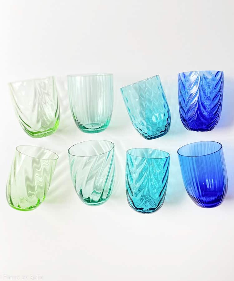 Anna von lipa, Remix von Sofie, Anna von lipa glass, handgeblasenes Glas, handgeblasenes Glas, Trinkglas, Wasserglas, farbiges Glas, Mix- und Mattckglas, Mix & Mattckglas, Becher, Watglas, Wirbelglas, Harlekinglas, Spiralglas, Bambusglas, Olivenglas, Tischbezug, anna von lipa glass, anna von lipa retailer