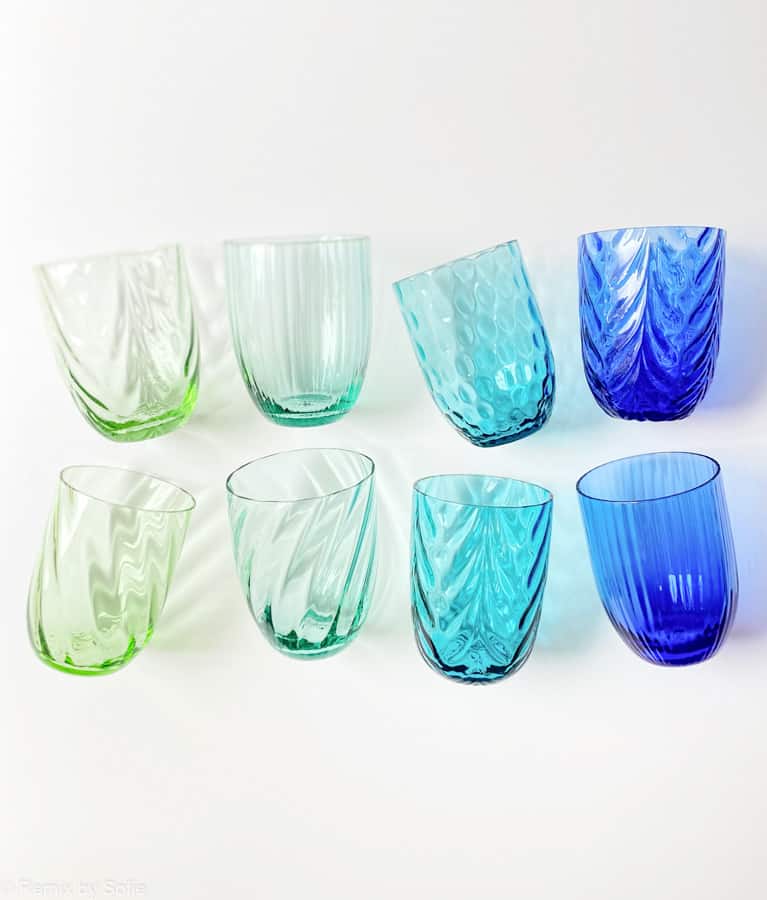 Anna von lipa, Remix von Sofie, Anna von lipa Glas, handgeblasenes Glas, Handgeblasenes Glas, Trinkglas, Wasserglas, farbiges Glas, Mix & Matck Glas, Mix & Matck Glas, Becher, Wawe Glas, Wirbelglas, Harlekin Glas, Spiralglas, Bambusglas, Olivenglas, Tischbezug, anna von lipa glass, anna von lipa retailer