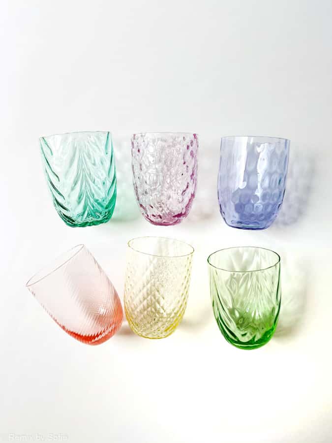 Anna von lipa, Remix von Sofie, Anna von lipa glass, handgeblasenes Glas, handgeblasenes Glas, Trinkglas, Wasserglas, farbiges Glas, Mix- und Mattckglas, Mix & Mattckglas, Becher, Watglas, Wirbelglas, Harlekinglas, Spiralglas, Bambusglas, Olivenglas, Tischbezug, anna von lipa glass, anna von lipa retailer