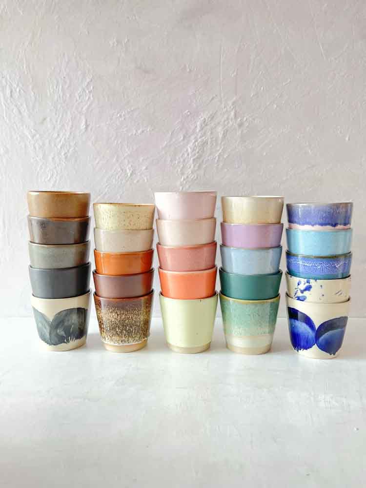 Keramikbecher, Keramikbecher, Keramikbecher, Becher mit Griff, Tasse ohne Griff, Espressobecher, Cortadobecher, Tasse, Tassen, Remix von Sofie, Keramikfabrik bornholms,