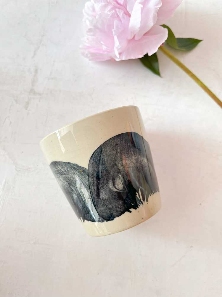 Keramikbecher, Keramikbecher, Keramikbecher, Tasse mit Griff, Tasse ohne Griff, Espressobecher, Cortadobecher, Tasse, Tassen, Remix von Sofie, Keramikfabrik bornholms,