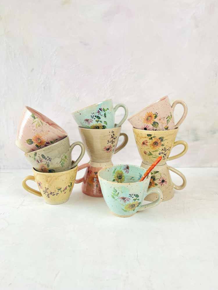 Keramikbecher, Keramikbecher, Keramikbecher, Becher mit Griff, Tasse ohne Griff, Espressobecher, Cortadobecher, Tasse, Tassen, Remix von Sofia.