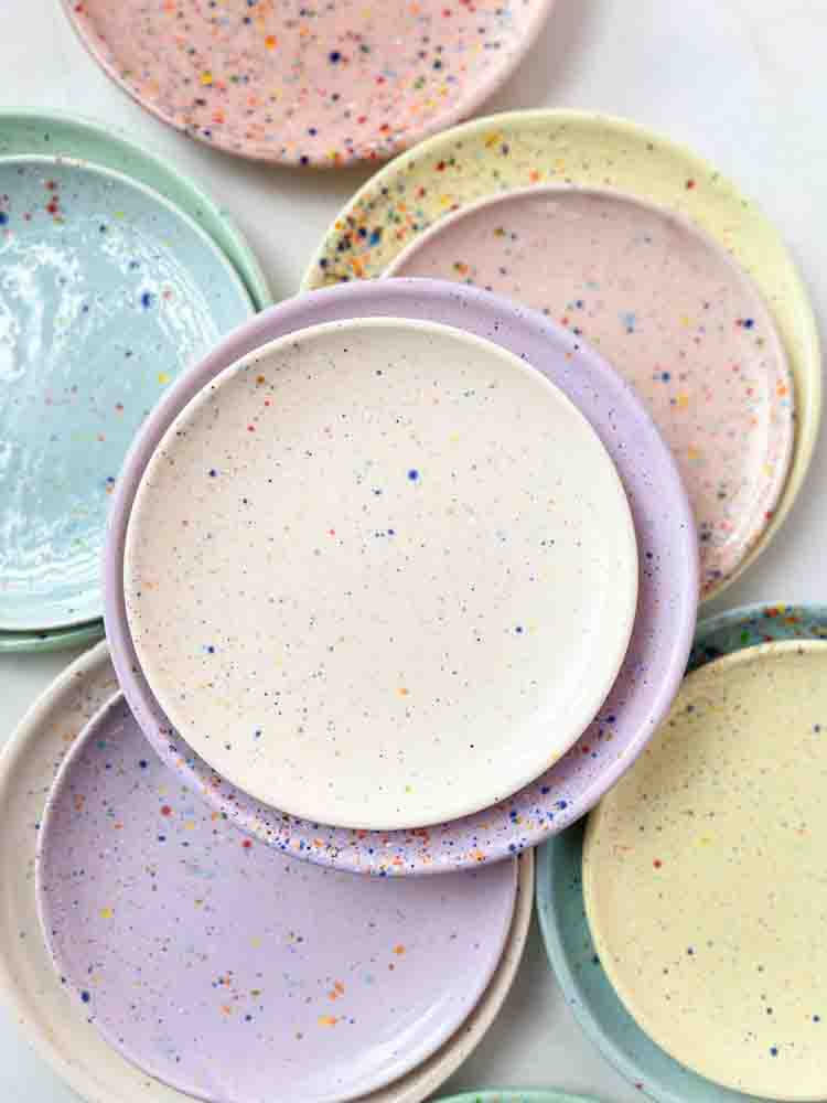 Teller, Ei wieder zu Hause, Abendessen Teller, Frühstück Teller, Wohn-Innenausstattung, buntes Zuhause, Geschirr, Pasteller, Party-Sammlung, Remix von Sofie Konfetti-Serie,