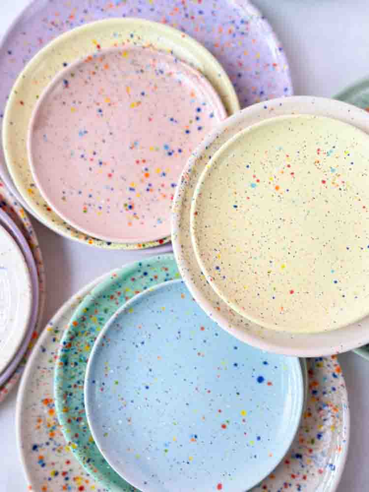 Teller, Ei wieder zu Hause, Abendessen Teller, Frühstück Teller, Wohn-Innenausstattung, buntes Zuhause, Geschirr, Pasteller, Party-Sammlung, Remix von Sofie Konfetti-Serie,