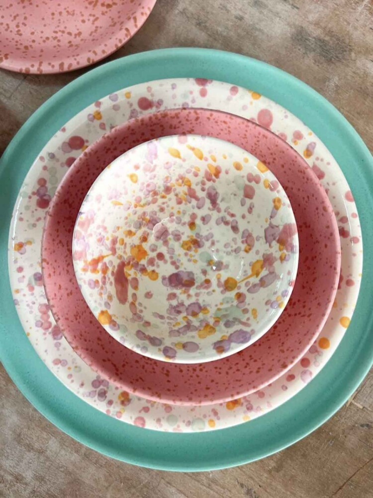 christlichen Teller, Konfetti Farbe rio, Wohneinrichtung, familiana, Remix von Sofie, Service, Tisch, Keramik, handgemachte Keramik, Teller, Schalen