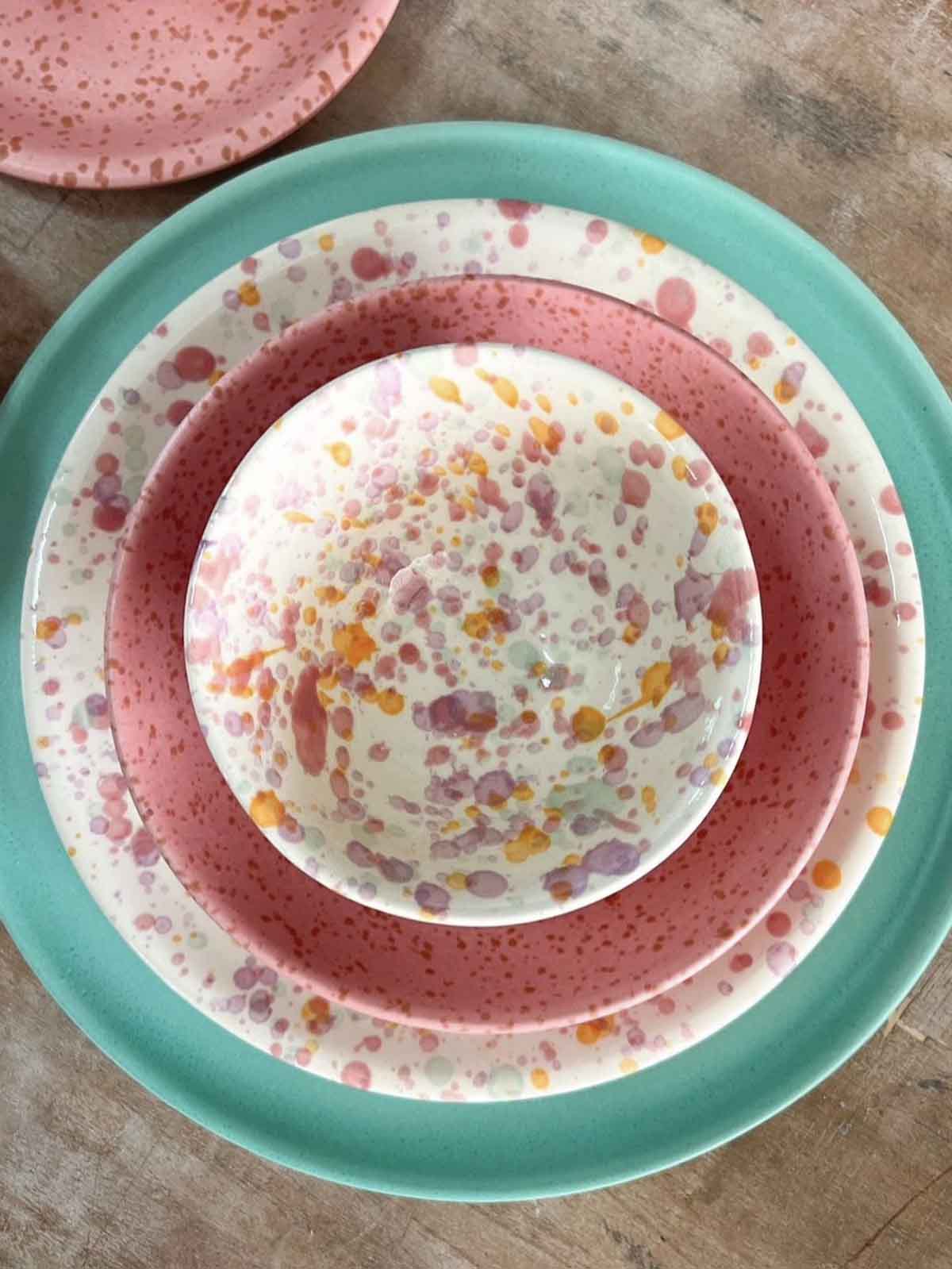 christliche Platte, confetti color rio, home decor, familianna, remix by sofie, Service, Tisch, Keramik, handgemachte Keramik, Teller, Schalen