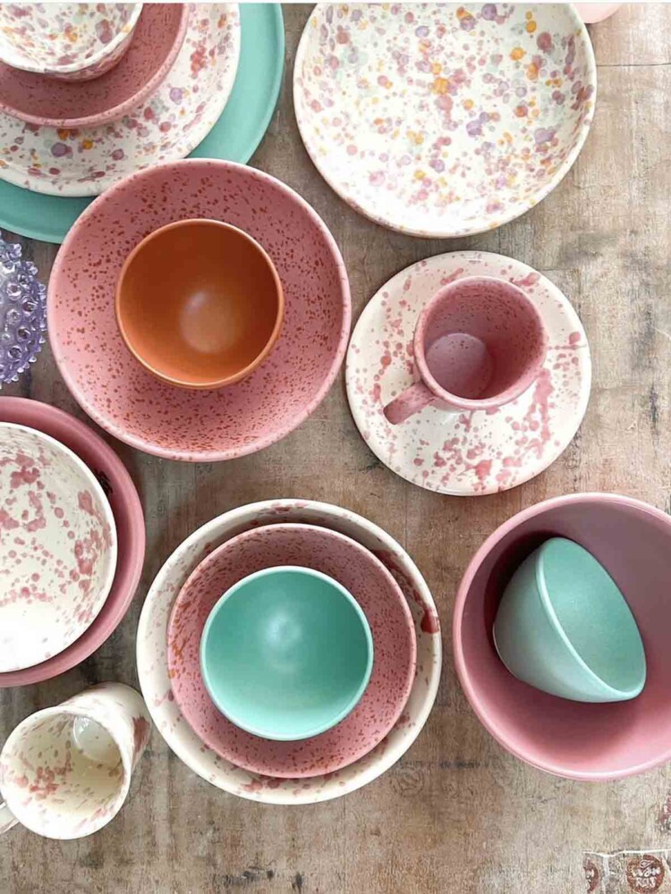 christlichen Teller, Konfetti Farbe rio, Wohneinrichtung, familiana, Remix von Sofie, Service, Tisch, Keramik, handgemachte Keramik, Teller, Schalen