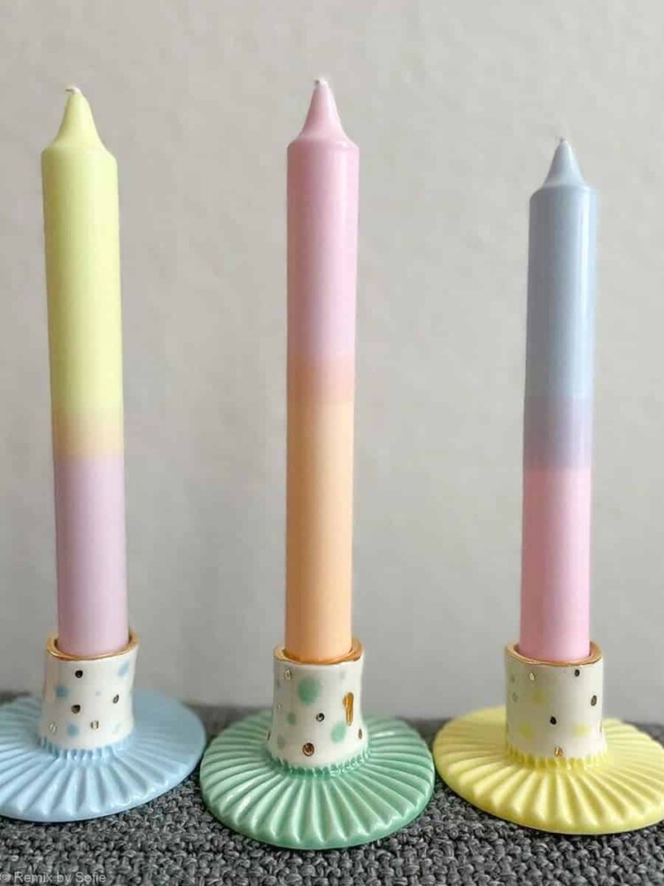 Kerzenständer, Kerzenständer mit Gold, Galerie-Pez, Porzellan-Kerzenständer