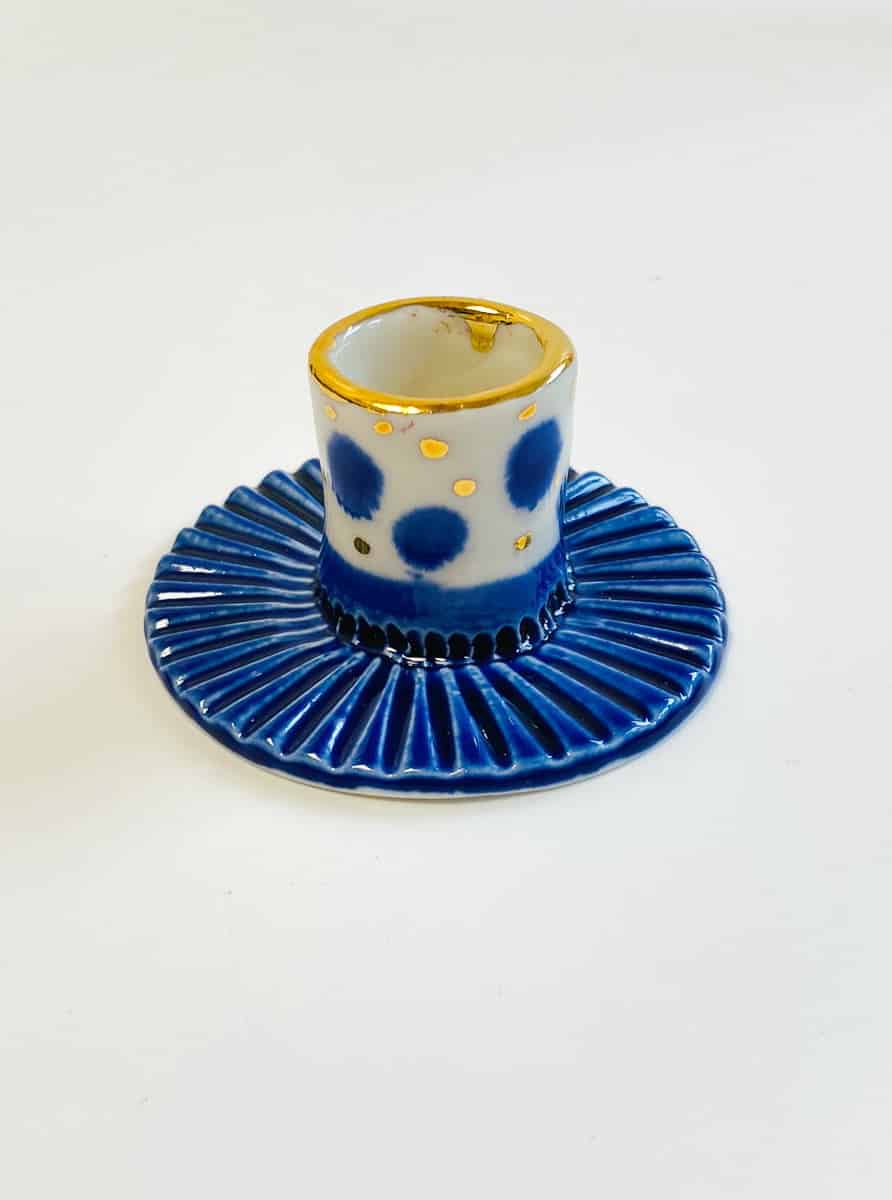 Kerzenständer, Kerzenständer mit Gold, Galerie-Pez, Porzellan-Kerzenständer