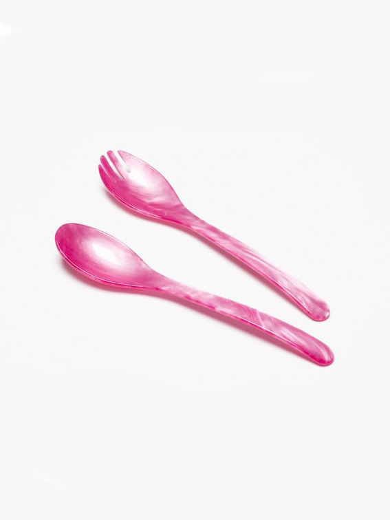 Remix von Sofie, Salatbesteck, farbiges Salatbesteck, farbiges Besteck, Retrobesteck in Pink.