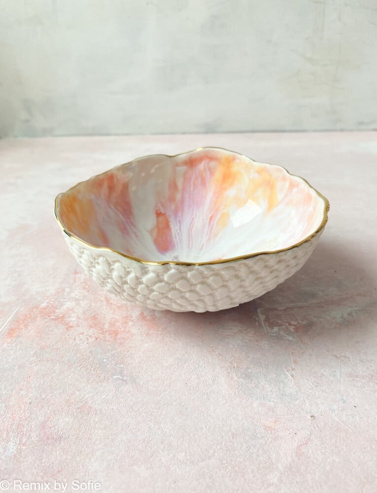 kleine Schmuckschale, kleine Schmuckschale, Schale aus Porzellan, Schale in Pastellfarben, Creme von mirabella, Remix von Sofie,