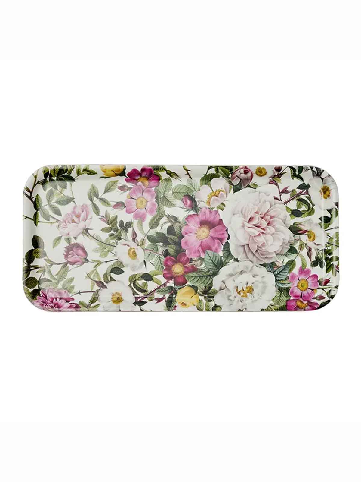 länglicher Birch Tray aus Koustrup & Co. mit Blumengarten