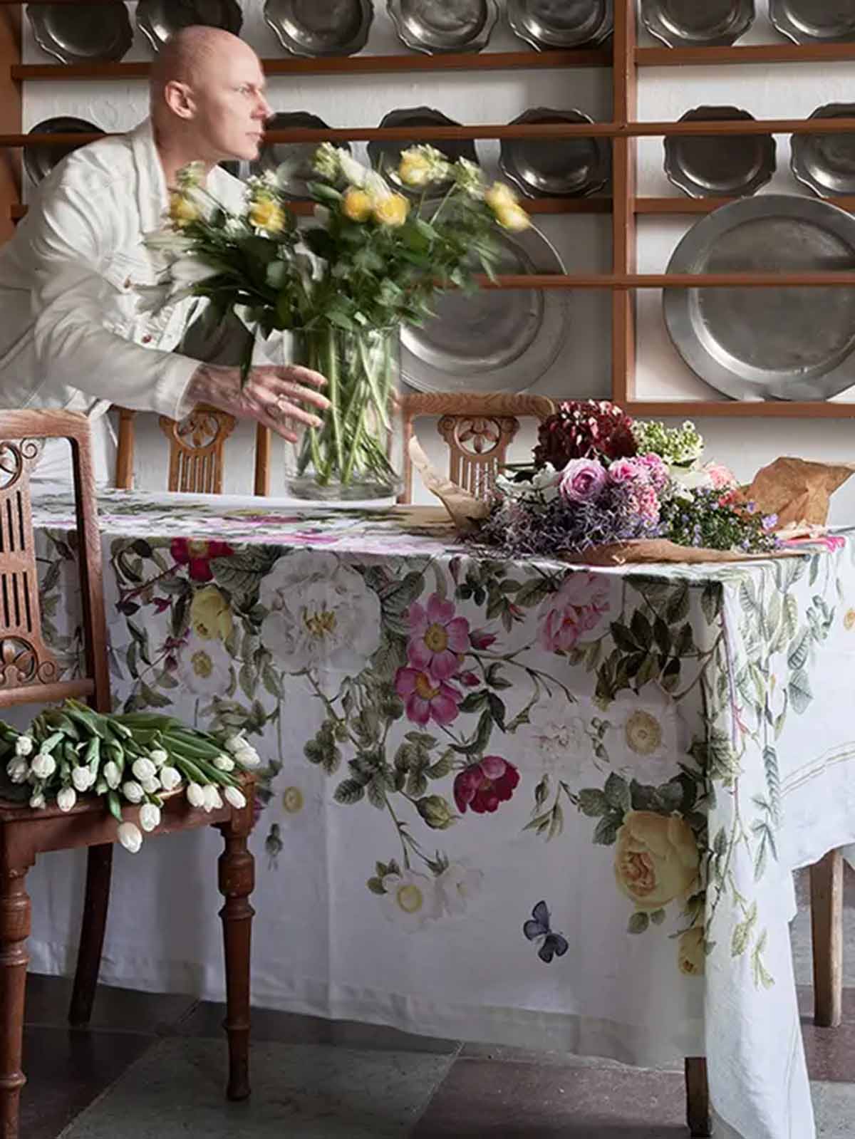 Tischdecke aus Leinen mit Blumen aus Koustrup und Co