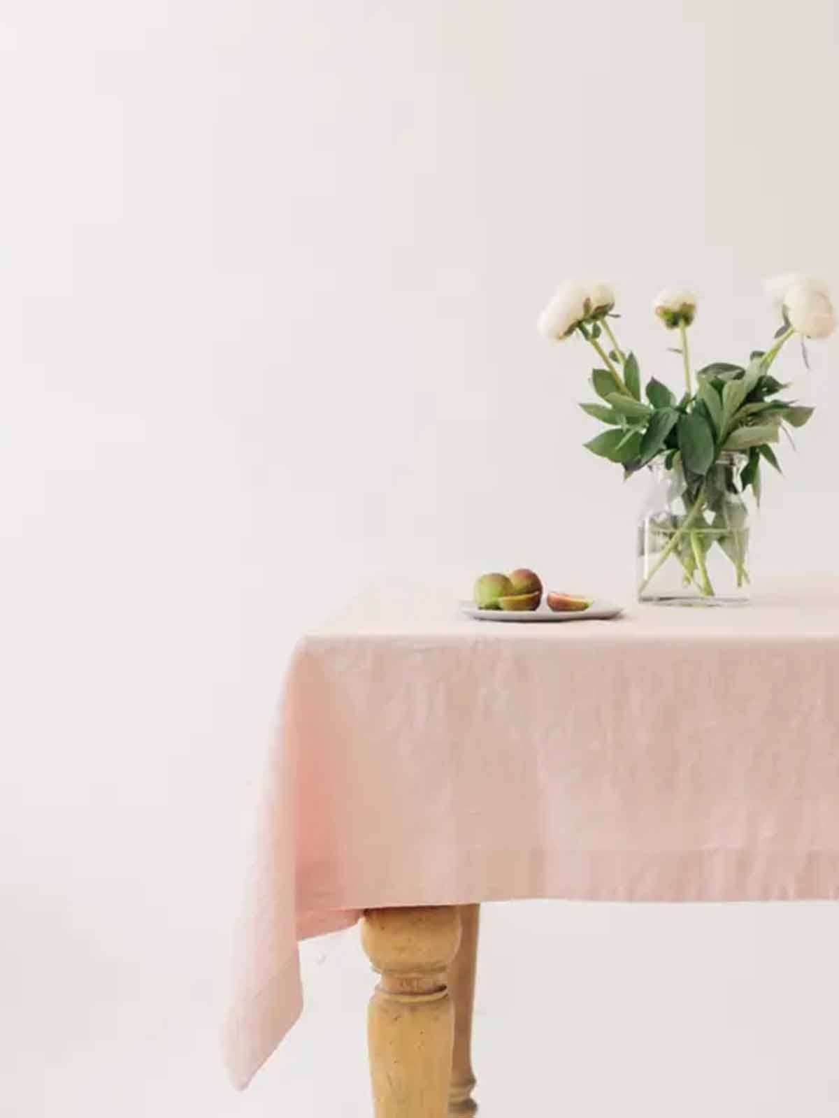 rosa Leinen Tischdecke, weiße Tischdecke, Serviette rosa Blüten, Leinen gesprochen Tischdecken und Servietten, Leinen, Leinen, Borbezug, Remix von Sofie, Leinen Tischdecke, Tischdecke in Leinen, Bio