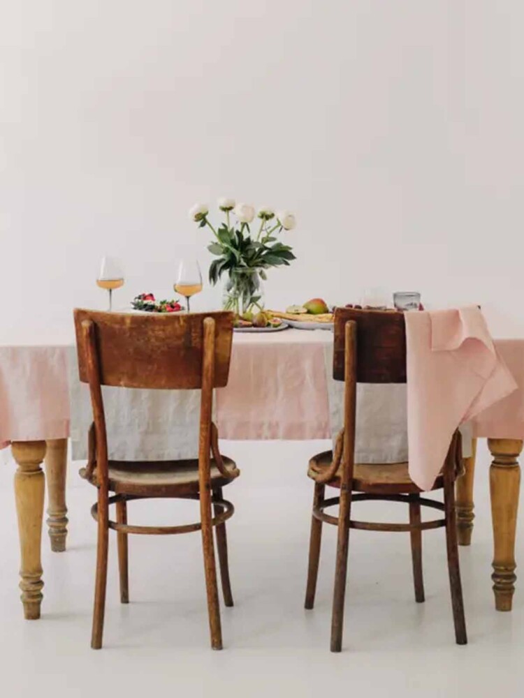rosa Leinen Tischdecke, weiße Tischdecke, Serviette rosa Blumen, Leinen Tischdecken und Servietten, Leinen, Leinen, Tischdecke, Remix von Sofie, Leinen Tischdecke, Tischdecke aus Leinen, Bio