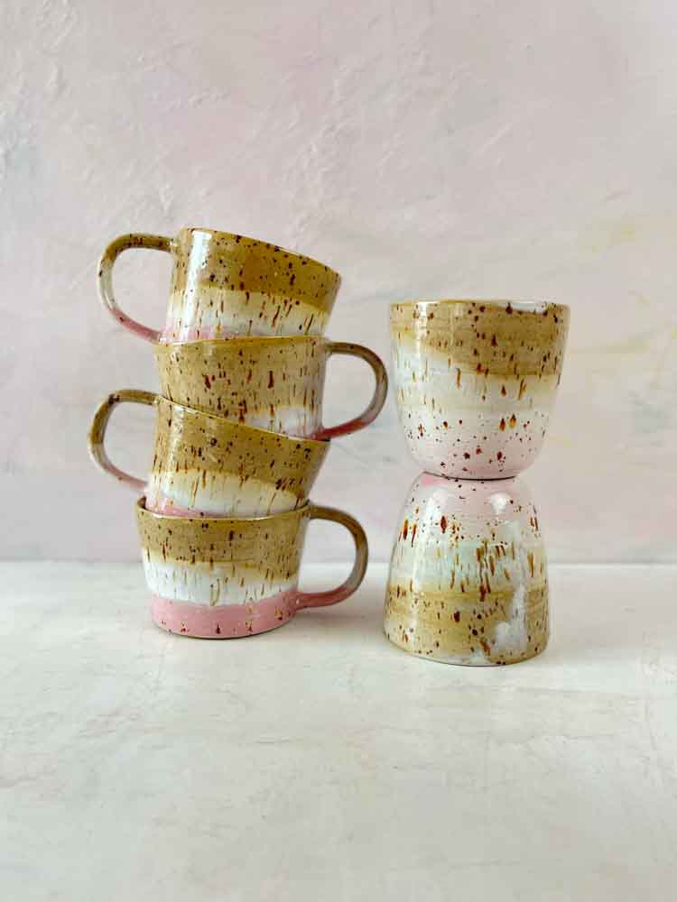Keramikbecher, Keramikbecher, Keramikbecher, Becher mit Griff, Tasse ohne Griff, Espressobecher, Cortadobecher, Tasse, Tassen, Remix von Sofia.