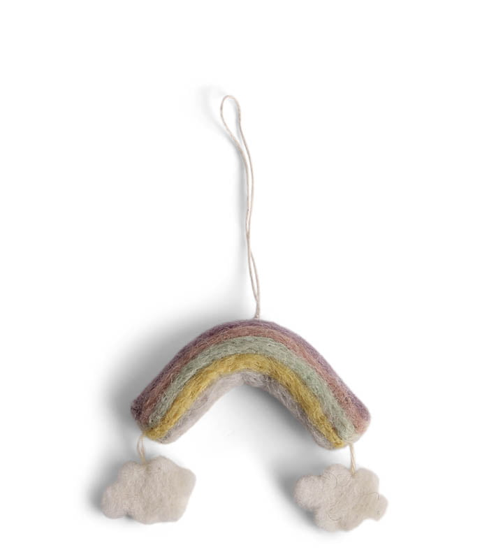 Regenbogen in Pastell, Regenbogen in Filz, Regenbogen zu Ästen, Filz Ornamente, Filz Ornamente in Wolle, Bio-Wolle, Fairtrade-Wolle, ein Topf und Sif, Remix von Sofie, Weihnachtsbaum, ein Topf & Sif, ein Topf & Sif, Filz Weihnachtsschmuck, Weihnachtspunt in Filz, Filz aus Nepal