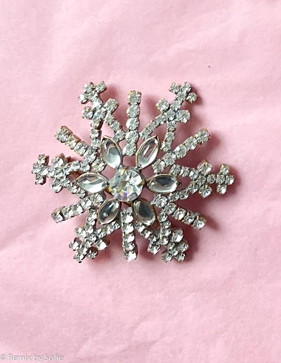 Brosche, Brosche in Strass, Schneeflocke , Strass Schneeflocke,