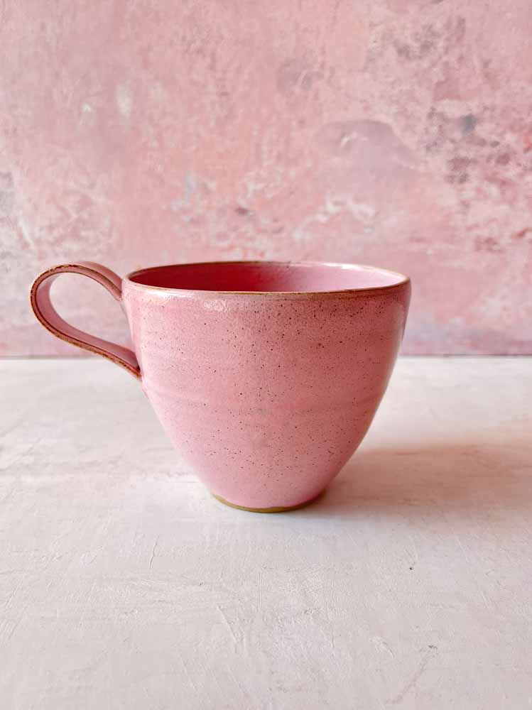 Keramikbecher in rosa - trine Spitze Keramik