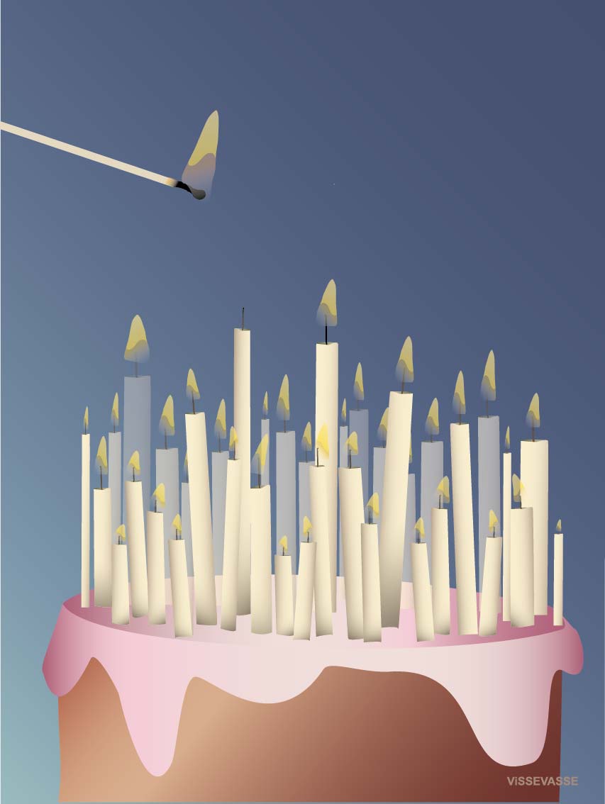 Gelegenheitskarten mit Umschlägen aus bestimmten Vasen - Kuchen mit Kerzen