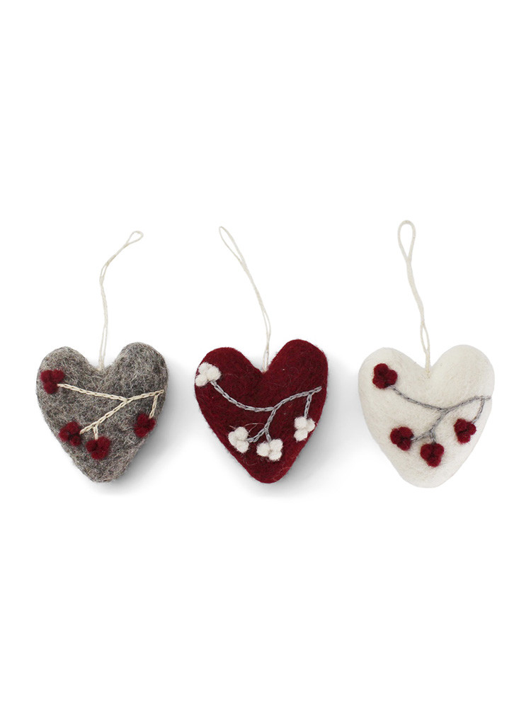 kry og sif, kry & kry & sif, Filz, Filz Ornamente, fairer Handel, Weihnachtsherzen