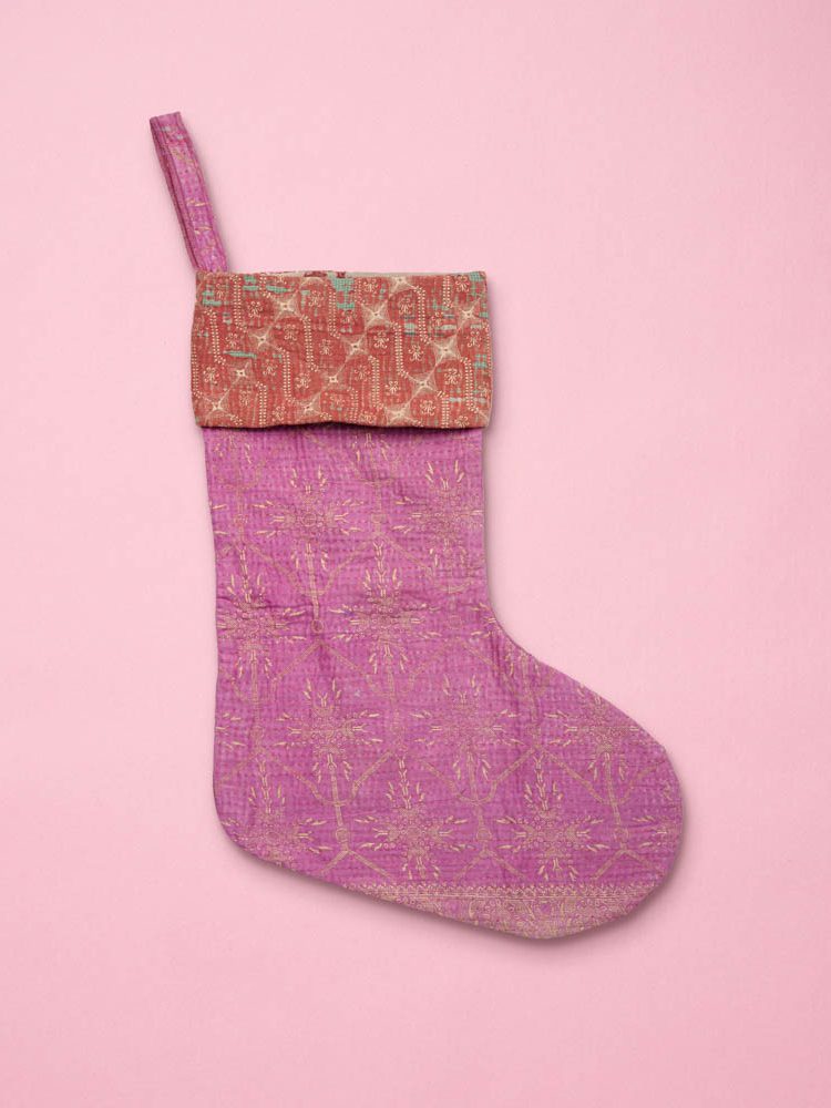 Kantha Große Weihnachtssocke - Nr. 39