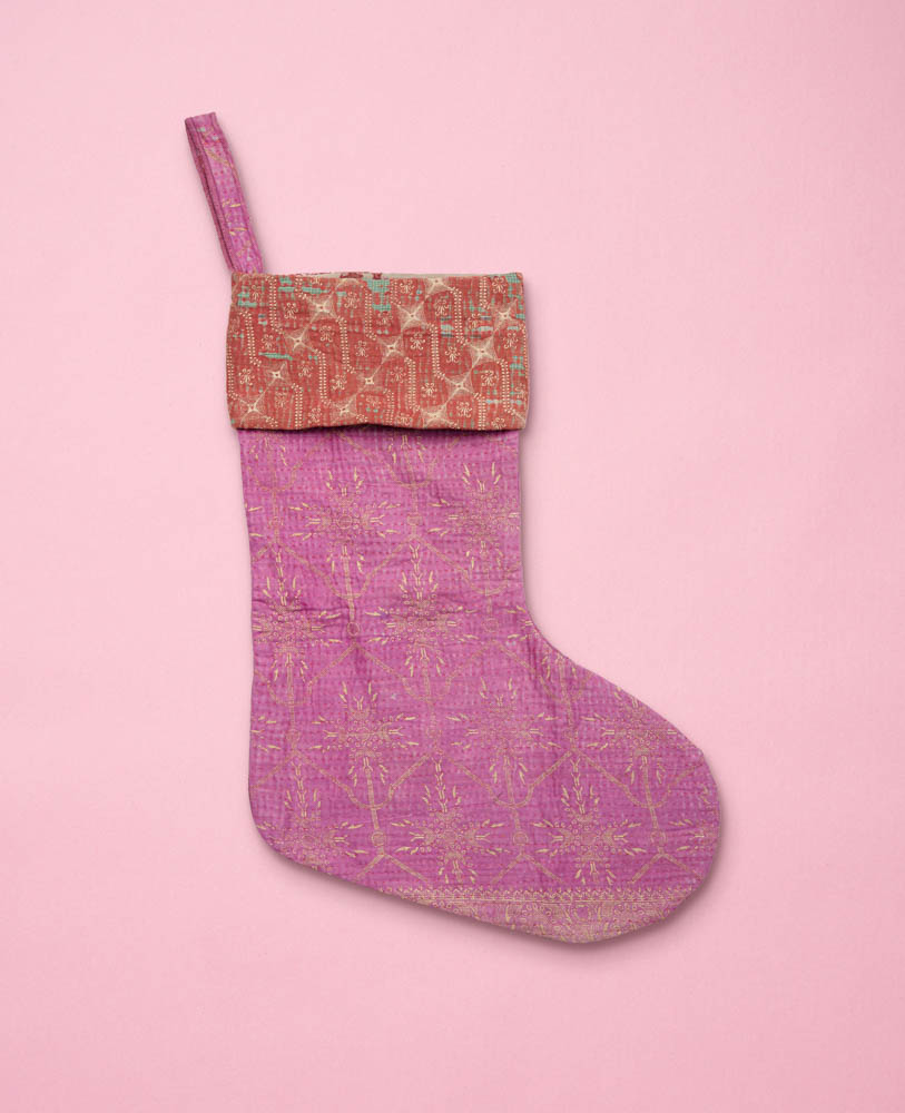 Kantha Große Weihnachtssocke - Nr. 39
