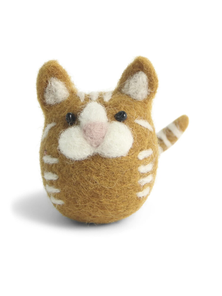 Remix von Sofie, Grit und Grit, fairer Handel, Filz, Filzverzierungen, Filzkatze, Katze in Filz, Katze