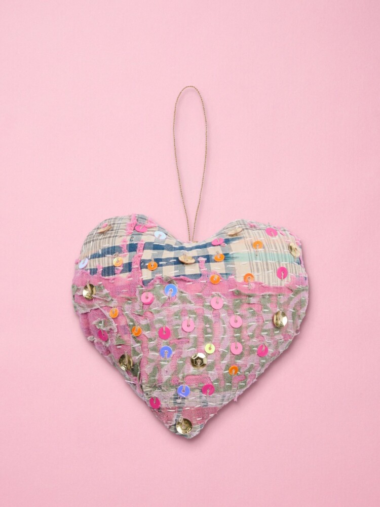 Weihnachtsbaumschmuck aus Sissel edelbo - Herz in Kantha