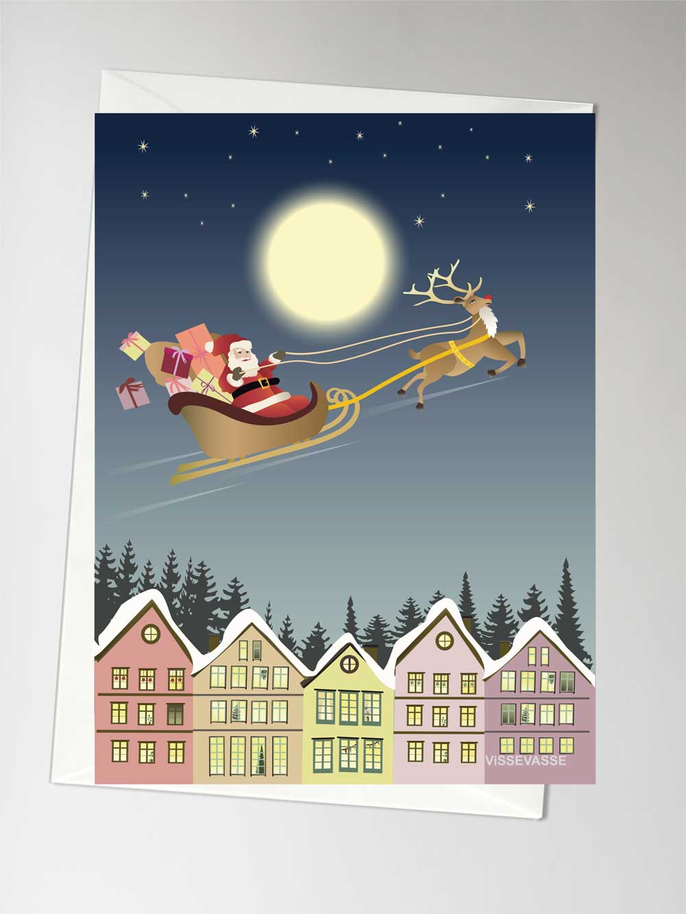 Weihnachtskarten mit Weihnachtsmann und Schlitten
