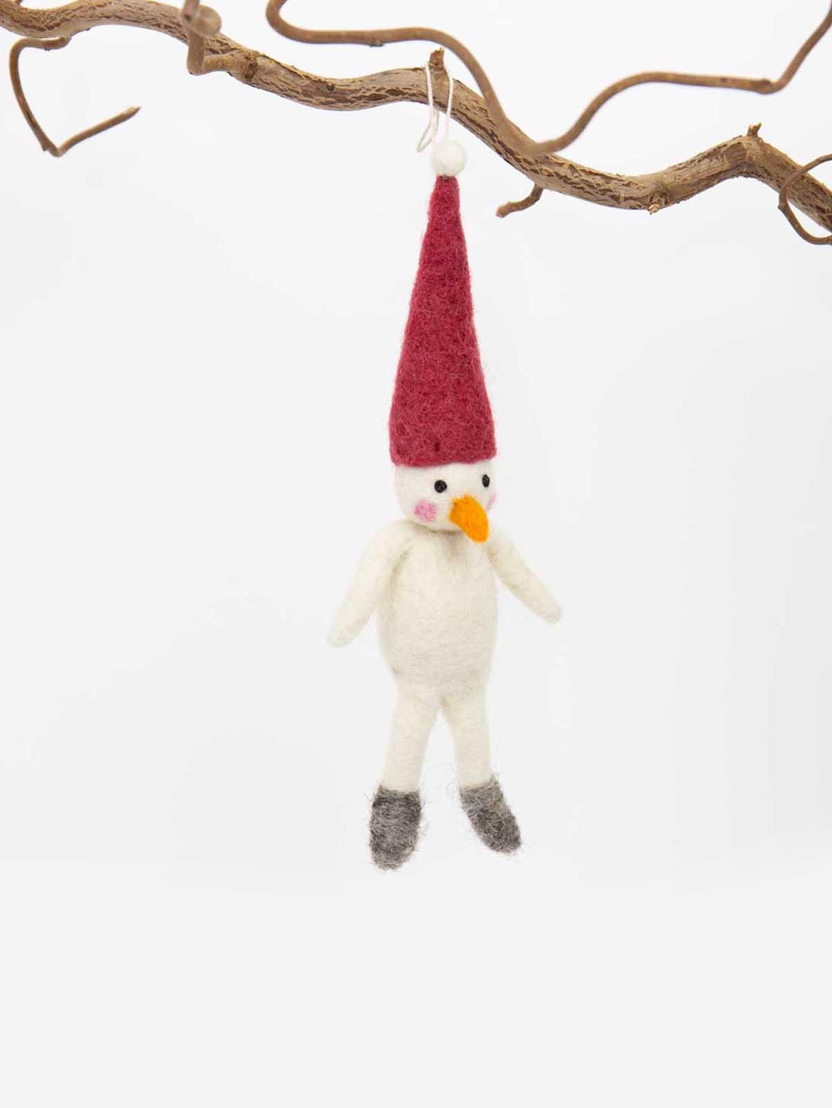 Schneemann in Filzwolle