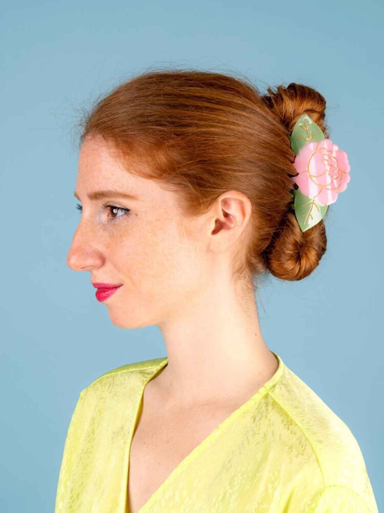 Haarclip rosa Blume cou cou suzette