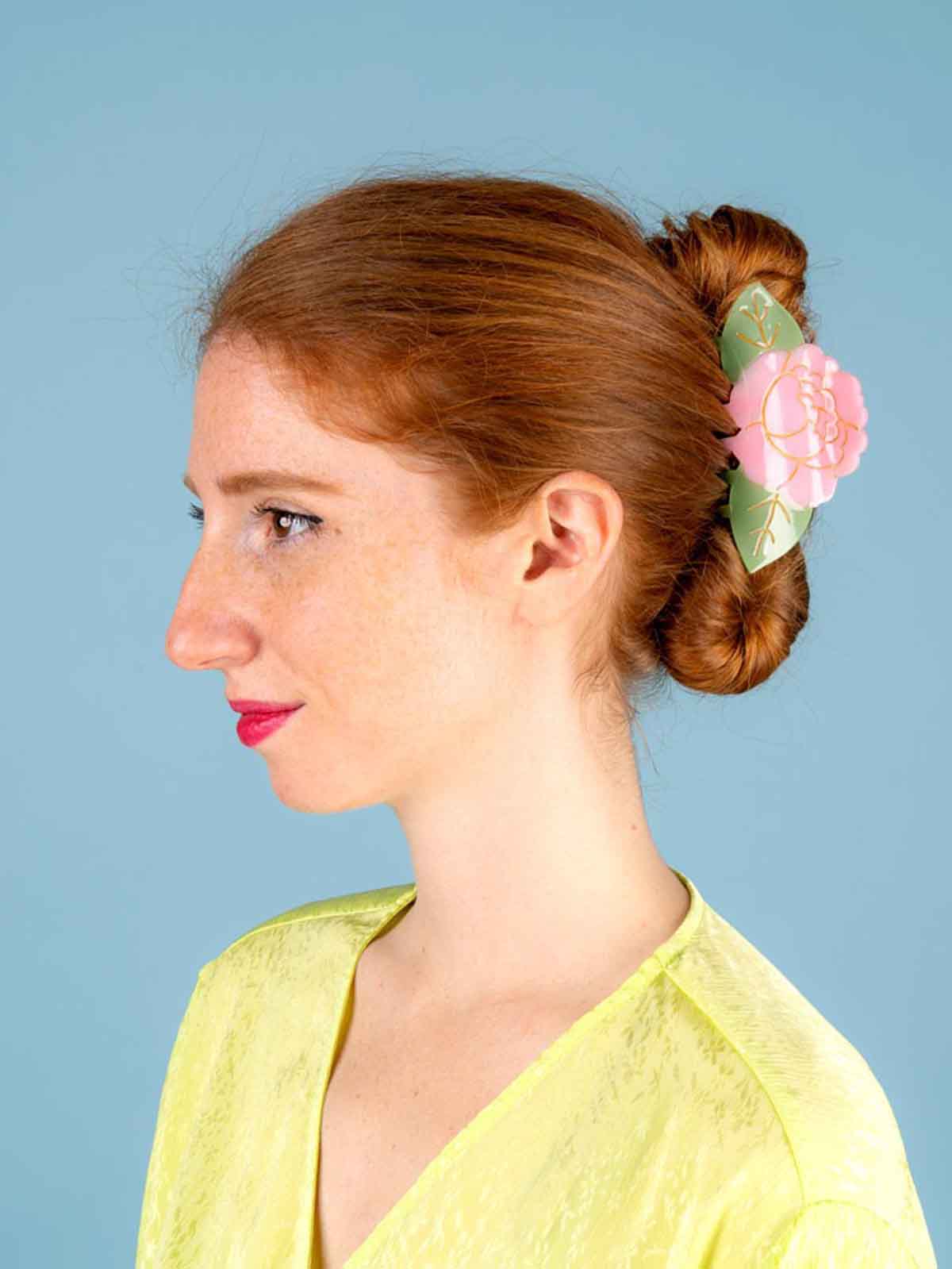 Haarclip rosa Blume cou cou suzette