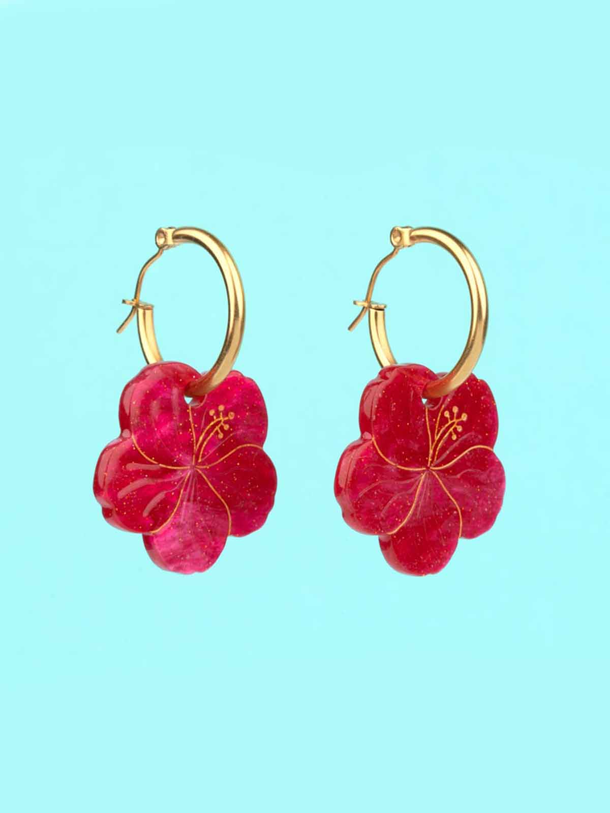 Ohrringe mit Hibiskus in Red Cou Cou Suzette