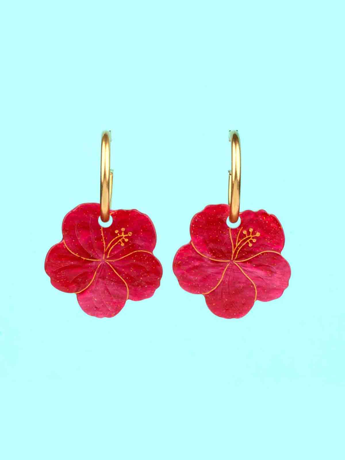 Ohrringe mit Hibiskus in Red Cou Cou Suzette