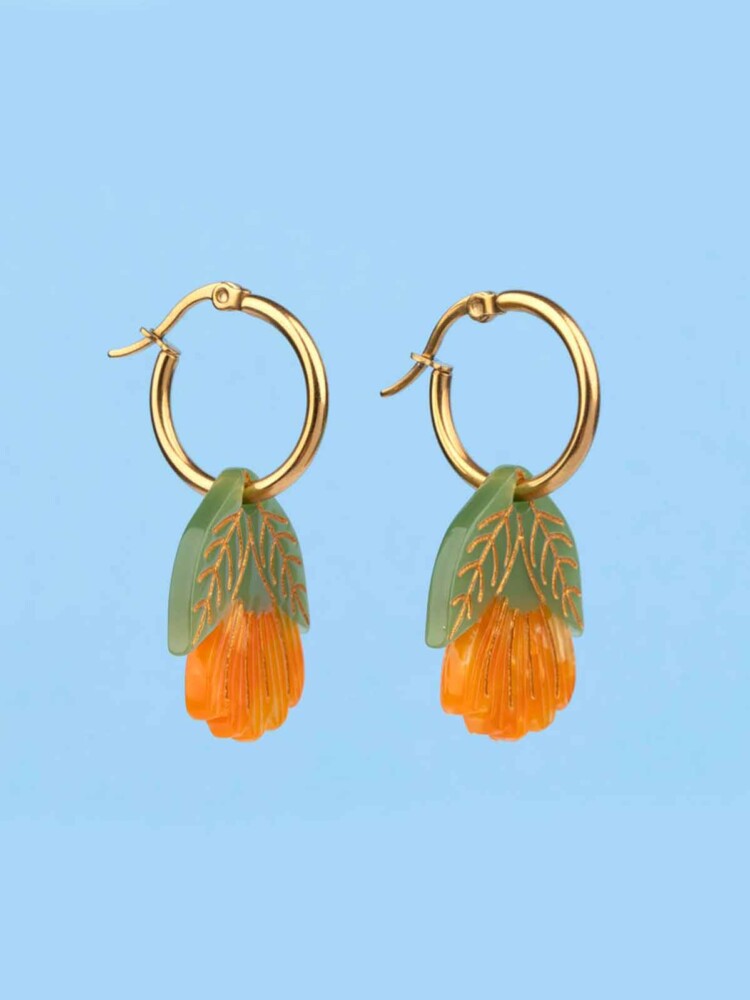Ohrringe mit Ring in orangefarbenen Farben cu ou ou suzette