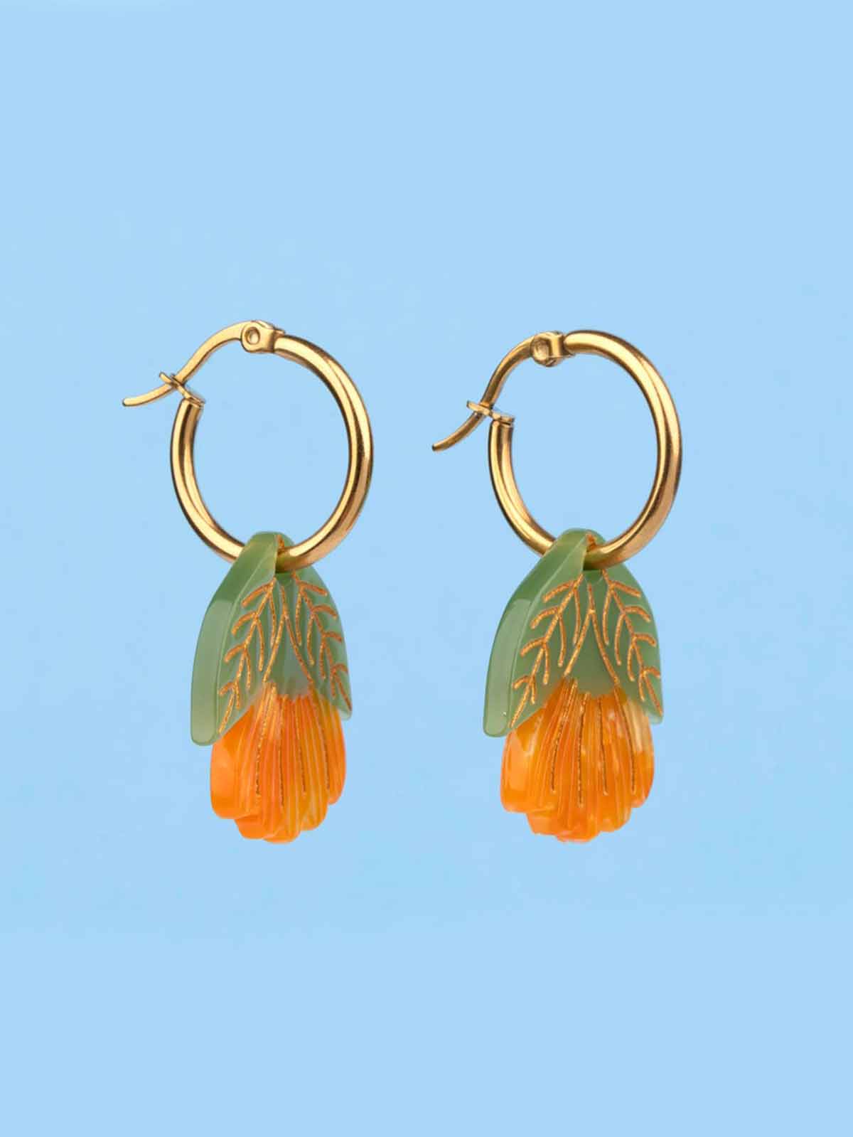 Ohrringe mit Ring in orangefarbenen Farben cu ou ou suzette
