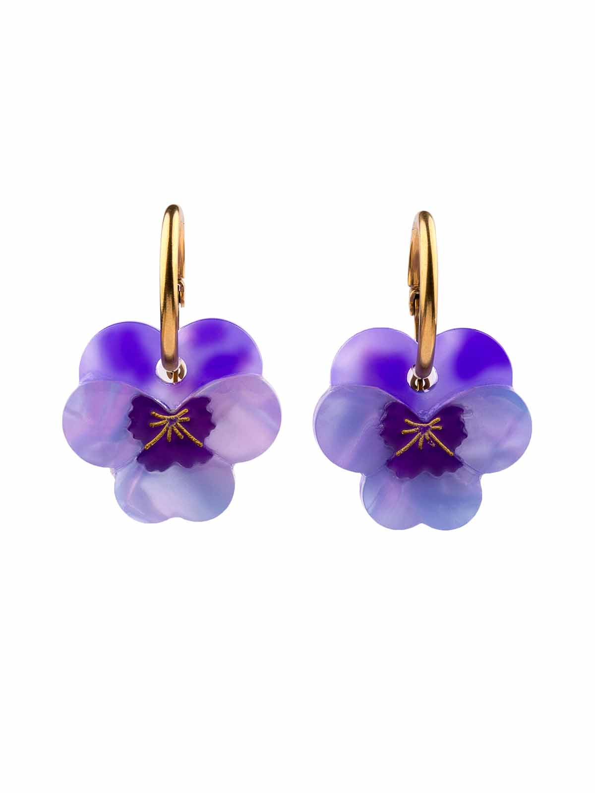 lila Ohrringe mit Stiefmutter Blumen cou cou suzette