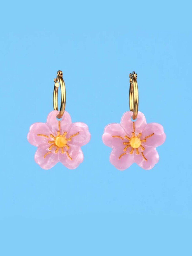 Ohrringe mit Kirschblüten in rosa Suzette