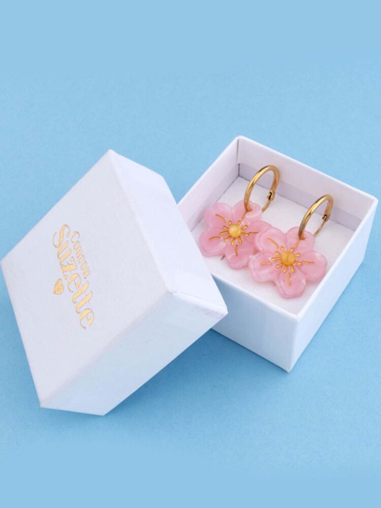 Ohrringe mit Kirschblüten in rosa Suzette