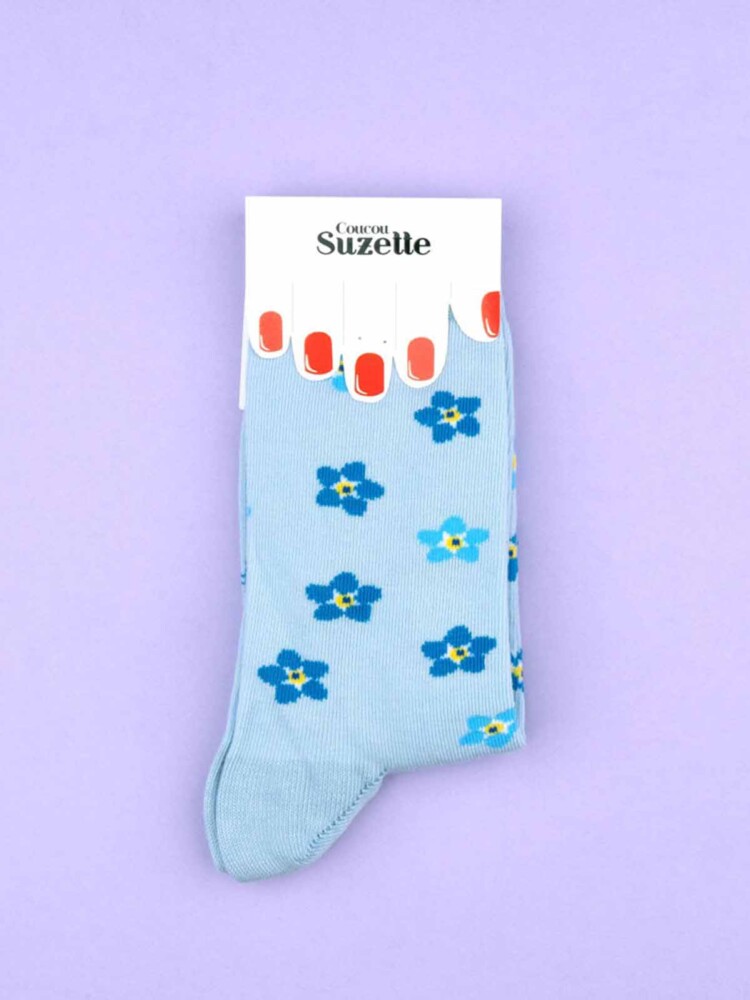 Bio-Baumwollsocken in cou cou suzette in hellblau mit einer Schmiede mit einem Tunnelzug