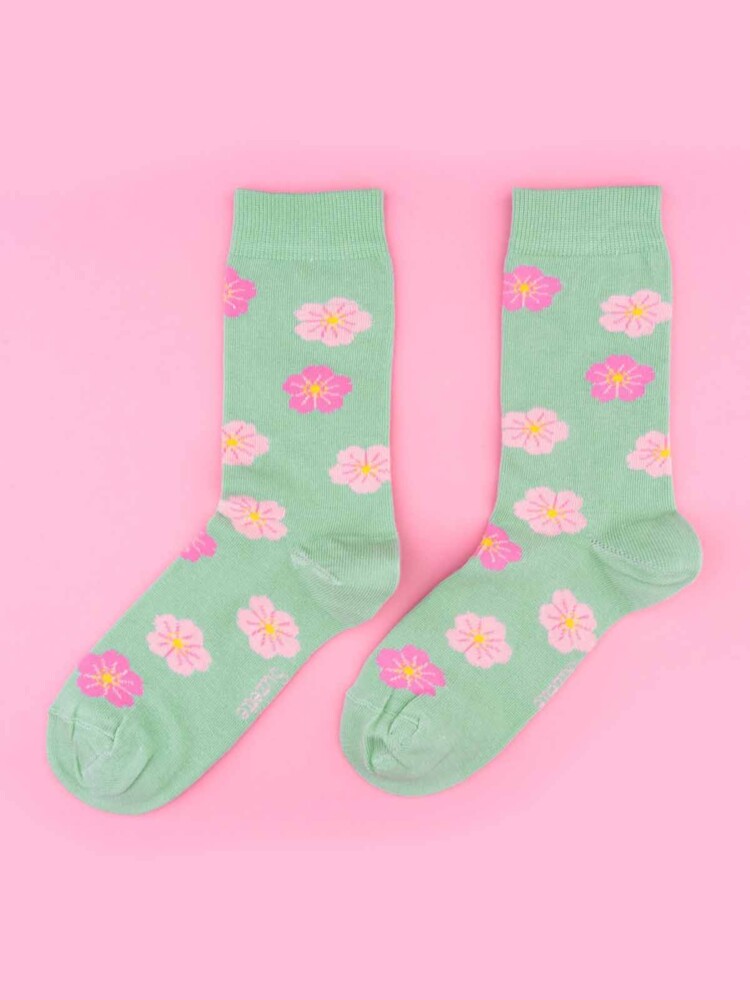 Socken aus Bio-Baumwolle mit Kirschblüten