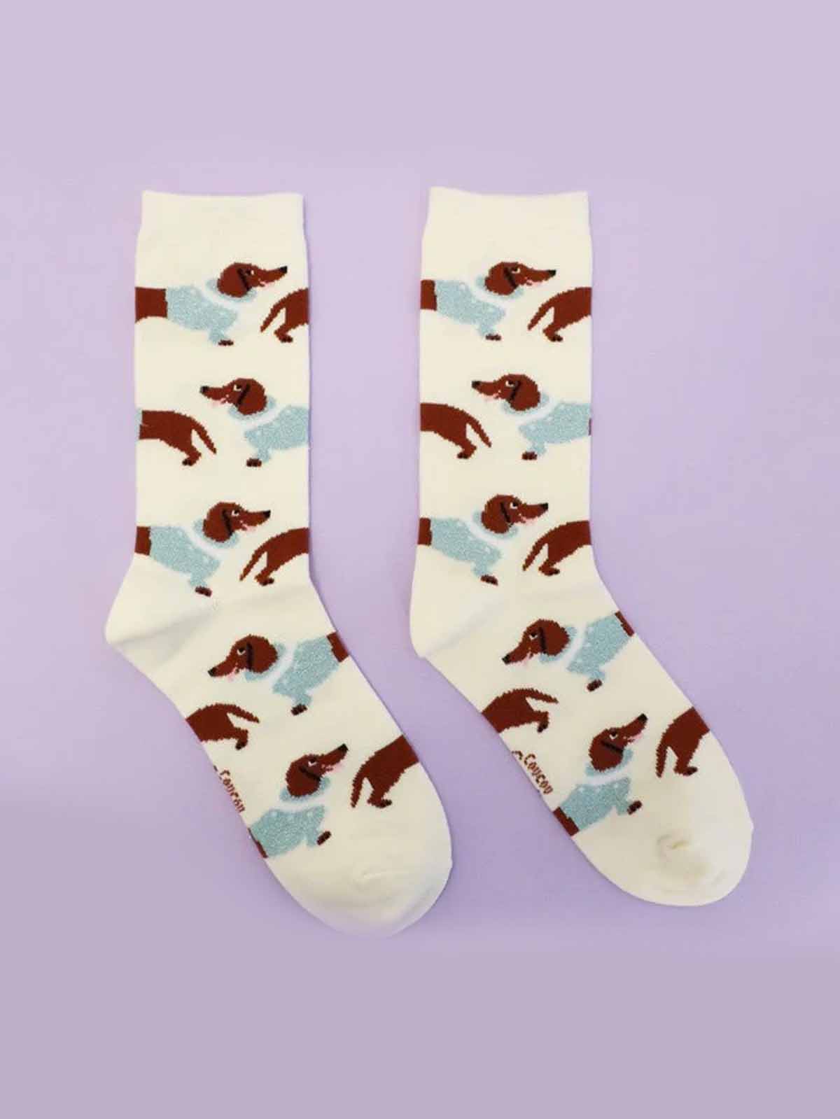 Rohe Socken mit Dackeln - Coucou Suzette
