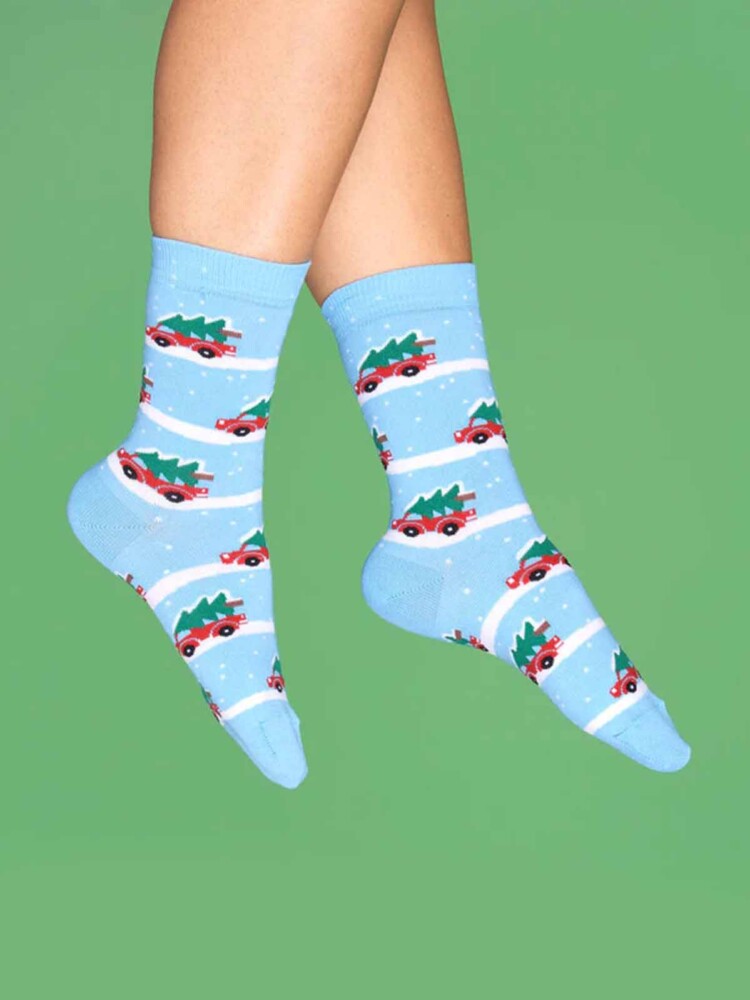 Hellblaue Socken mit Weihnachten - Coucou Suzette