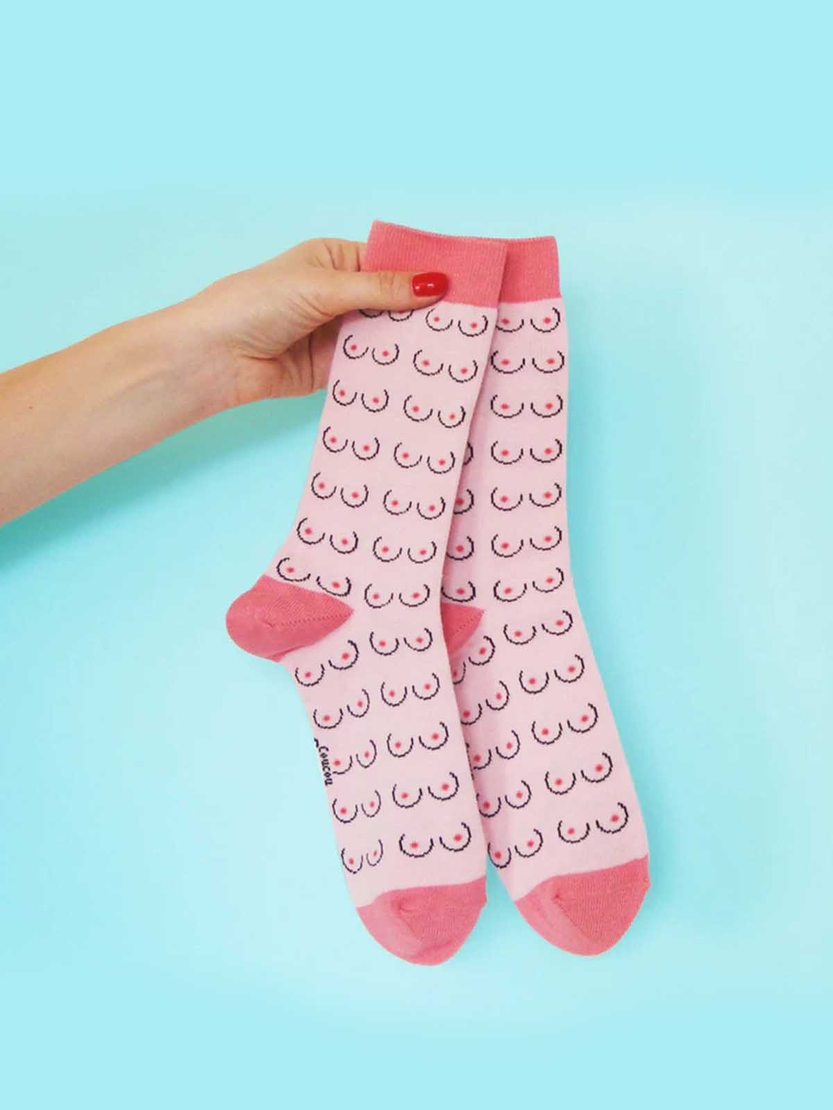 Baumwollsocken in rosa mit Brüsten - Coucou Suzette